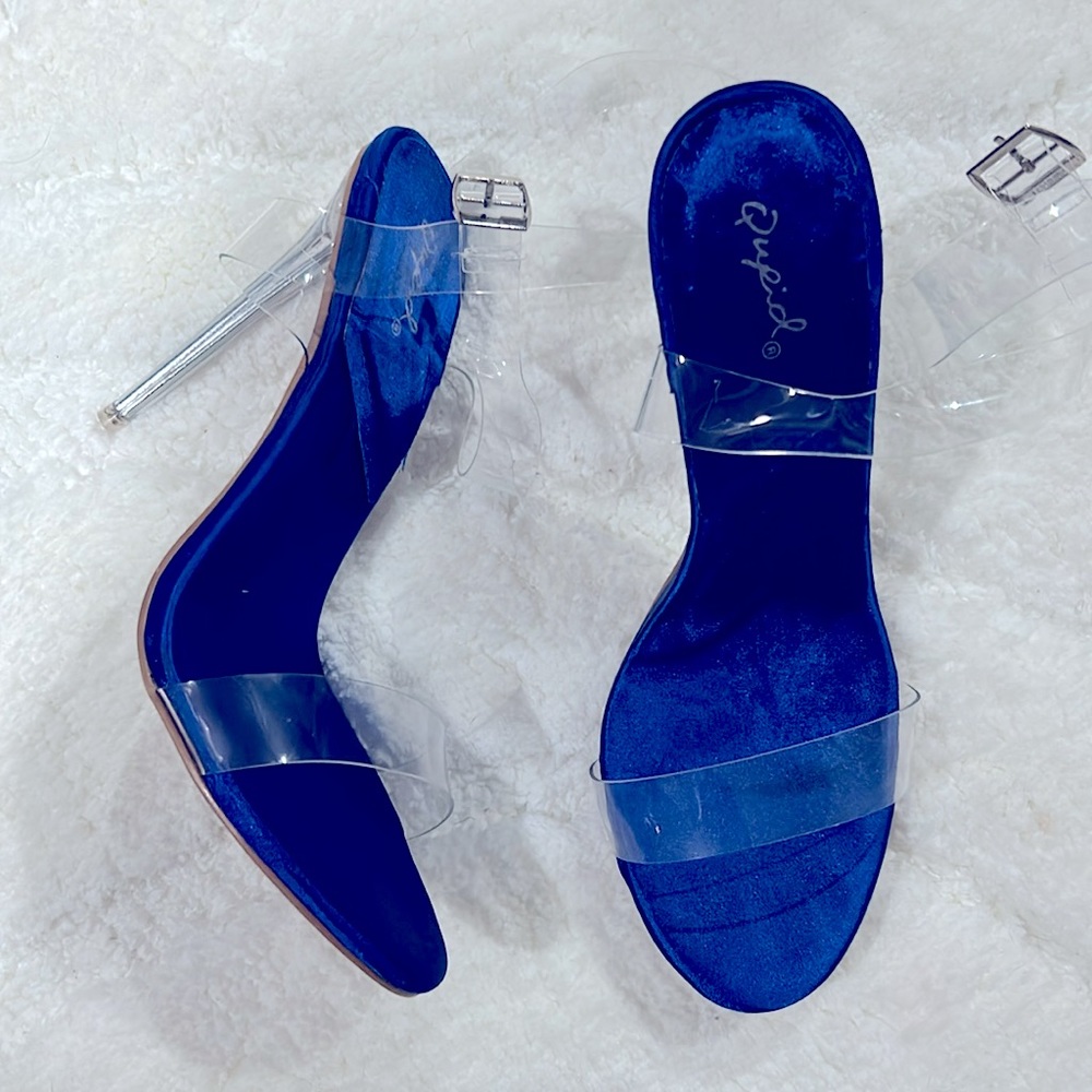 Royal blue clear heels